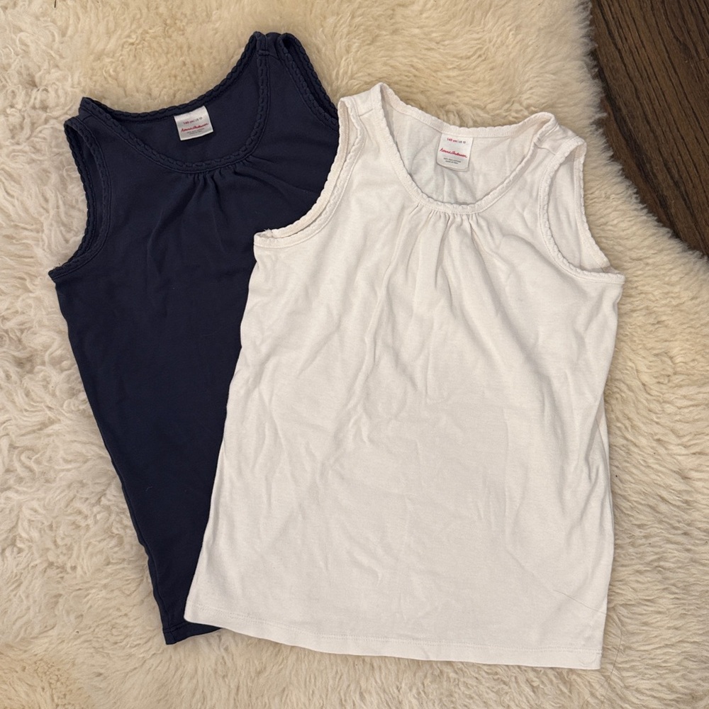 Hanna Anderson Navy and White Bright Basics Tank In Pima Cotton, size 140/10